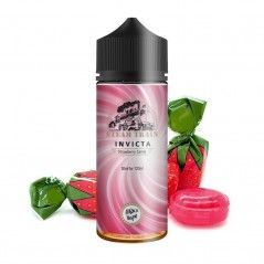 Une bouteille de e-liquide Steam Train - Invicta 100ML E-Liquide fraise à côté des fraises.