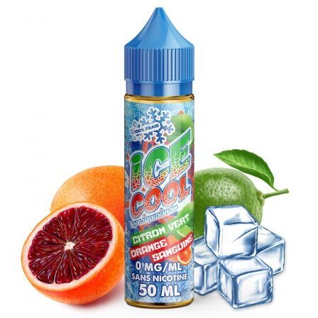 Ice Cool - E-Liquide Citron Vert Orange Sanguine avec des tranches d'Orange Sanguine et des glaçons.