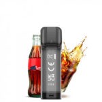 Une bouteille de coca cola à côté d'une cigarette électronique appelée ELF BAR - Elfa Cartouche Scellée.