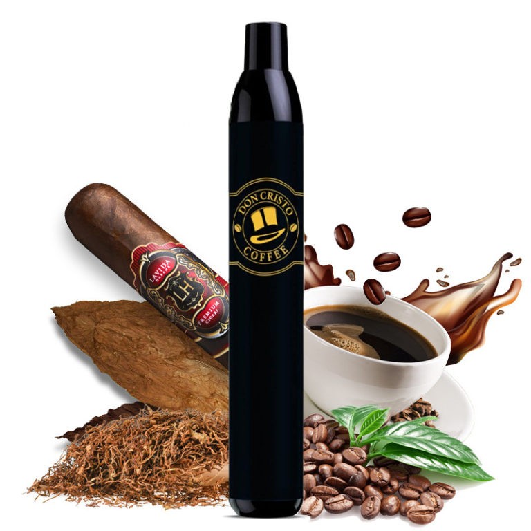Une e-cigarette noire aux grains de café de PGVG Labs - Puff Don Cristo.