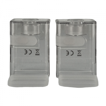 Un pack de 2 supports en plastique transparent sur fond blanc pour Yihi SX Mini - Pack de 2 Cartouches 3ml Vi Tank.