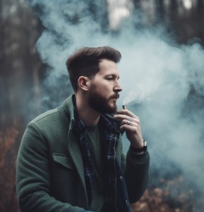 man smoking vape on blured background 1 1