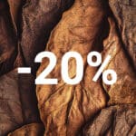 Fond de feuilles brunes séchées avec un grand texte blanc affichant « -20% ».