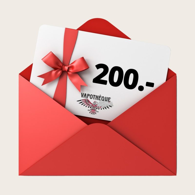 Ein Geschenkgutschein – CHF 200, verpackt in einem roten Umschlag.