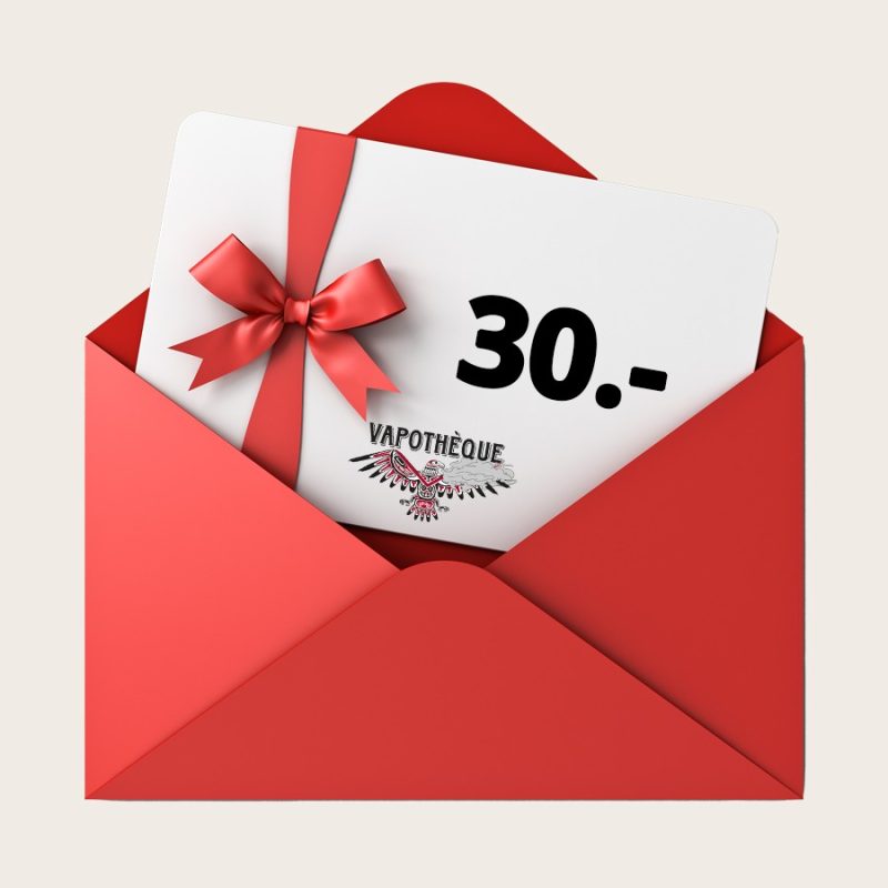 Ein roter Umschlag mit einem 30% Geschenkgutschein – CHF 200 darin.